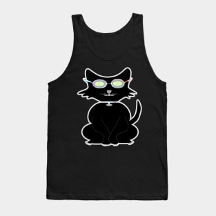 Retro Kitty. A cute black cat with cool hipster vibes. Funky design for cat people! Tank Top